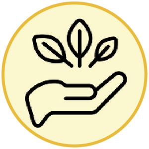 Natural ingredients icon representing plant based and handpicked products